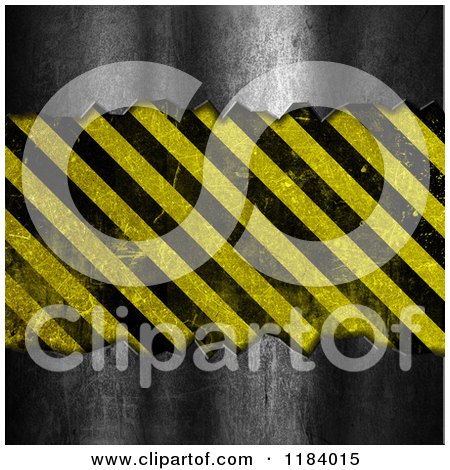 Clipart of a 3d Metal Background with Exposed Hazard Stripes - Royalty Free CGI Illustration by KJ Pargeter
