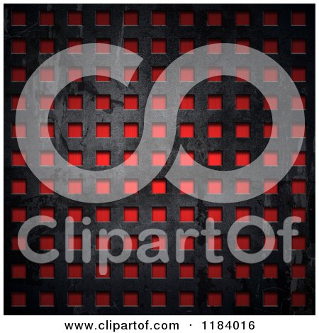 Clipart of a 3d Concrete Grid over Red Metal - Royalty Free CGI Illustration by KJ Pargeter