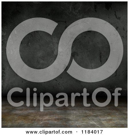 Clipart of a 3d Concrete Wall and Grungy Floor - Royalty Free CGI Illustration by KJ Pargeter