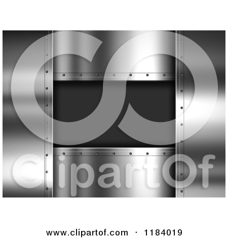 Clipart of a 3d Carbon Fiber Rectangle Framed with Shiny Metal - Royalty Free CGI Illustration by KJ Pargeter