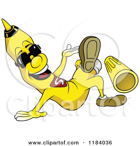 Cartoon of a Happy Marker Wearing Sunglasses and Kicking a Cap off - Royalty Free Vector Clipart by dero