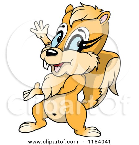 Cartoon of a Presenting Happy Squirrel - Royalty Free Vector Clipart by dero