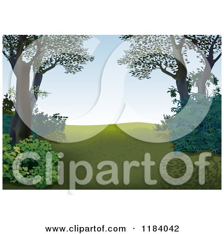 Clipart of a Hillside Clearing - Royalty Free Vector Illustration by dero