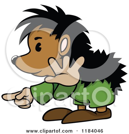 Cartoon of a Hedgehog Pointing and Gesturing to Stop - Royalty Free Vector Clipart by dero