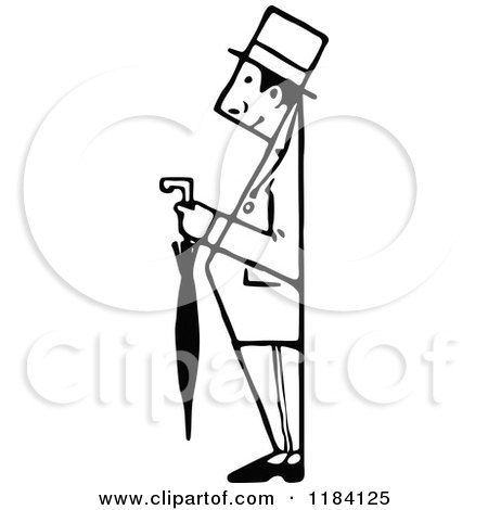 Clipart of a Retro Vintage Black and White Gentleman in Profile - Royalty Free Vector Illustration by Prawny Vintage