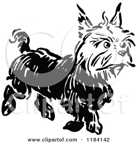 Clipart of a Black and White Terrier Dog 2 - Royalty Free Vector Illustration by Prawny Vintage