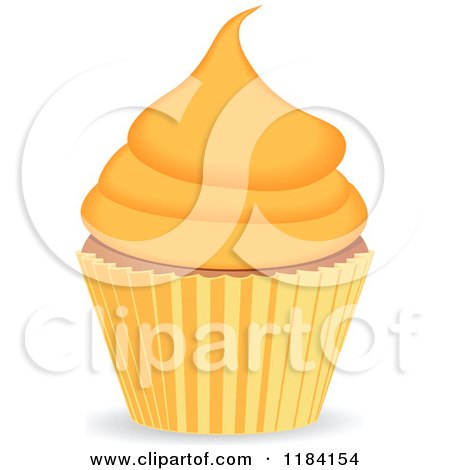 Clipart of a Cupcake with Orange Frosting - Royalty Free Vector Illustration by elaineitalia