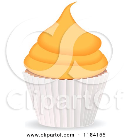 Clipart of a Cupcake with Orange Frosting and a White Wrapper - Royalty Free Vector Illustration by elaineitalia