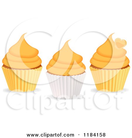 Clipart of Cupcakes with Orange Frosting - Royalty Free Vector Illustration by elaineitalia