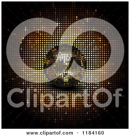 Clipart of a 3d Golden Disco Ball with a Burst - Royalty Free Vector Illustration by elaineitalia