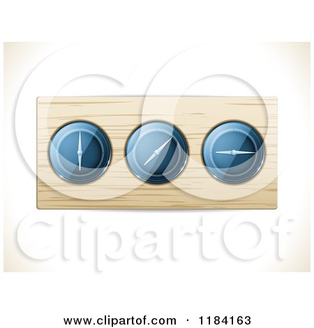 Clipart of a 3d Wood Panel with Dials on Shading - Royalty Free Vector Illustration by elaineitalia