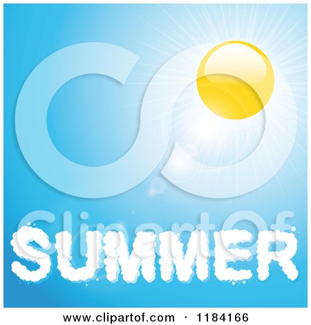 Clipart of a Sunny Summer Sky with Text - Royalty Free Vector Illustration by elaineitalia