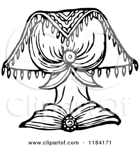 Clipart of a Retro Vintage Black and White Medieval Woman and Headdress 5 - Royalty Free Vector Illustration by Prawny Vintage