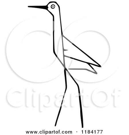 Clipart of a Sketched Black and White Bird 2 - Royalty Free Vector Illustration by Prawny Vintage