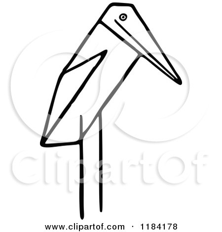 Clipart of a Sketched Black and White Bird - Royalty Free Vector Illustration by Prawny Vintage
