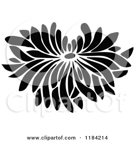 Clipart of a Retro Vintage Black and White Flower Bloom 2 - Royalty Free Vector Illustration by Prawny Vintage