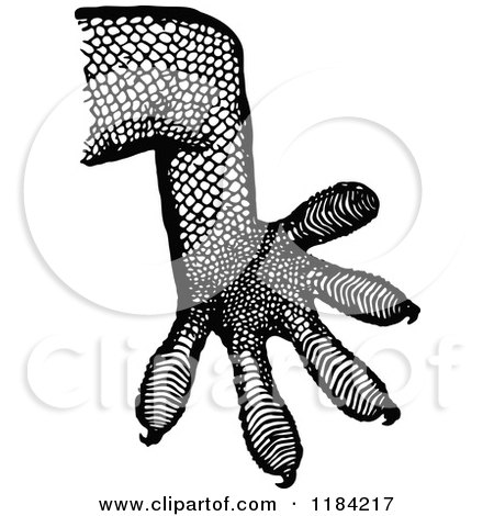 Clipart of a Retro Vintage Black and White Gecko Leg - Royalty Free Vector Illustration by Prawny Vintage