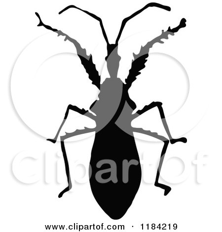 Clipart of a Black Silhouetted Soldier Bug - Royalty Free Vector Illustration by Prawny Vintage