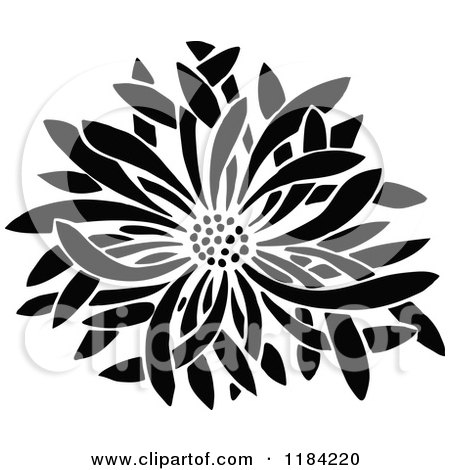 Clipart of a Retro Vintage Black and White Flower Bloom - Royalty Free Vector Illustration by Prawny Vintage