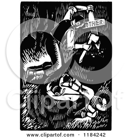 Clipart of a Retro Vintage Black and White Family Burying Their Mother - Royalty Free Vector Illustration by Prawny Vintage