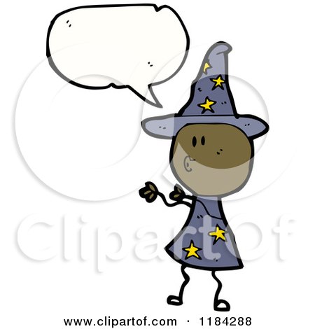 Cartoon of a Stick Figure Witch - Royalty Free Vector Illustration by lineartestpilot