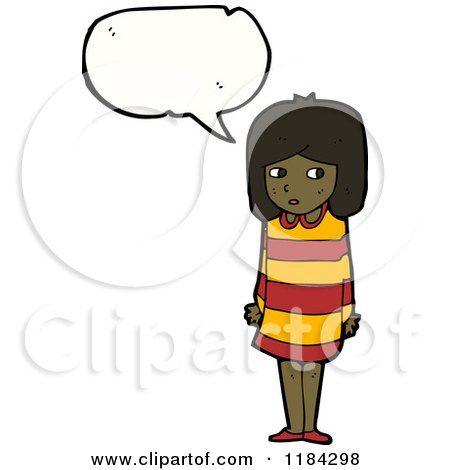 Cartoon of an African American American Girl Speaking - Royalty Free Vector Illustration by lineartestpilot