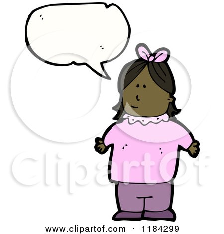 Cartoon of an African American American Girl Speaking - Royalty Free Vector Illustration by lineartestpilot