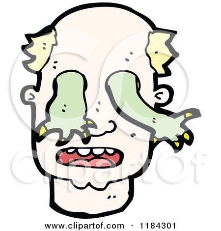 Cartoon of a Man's Hear with Monster Arms Coming out of the Eyes - Royalty Free Vector Illustration by lineartestpilot