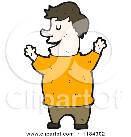 Cartoon of a Man in an Orange Sweater - Royalty Free Vector Illustration by lineartestpilot