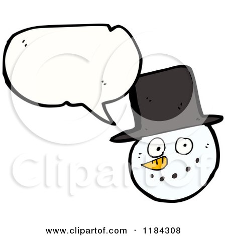Cartoon of a Snowman's Head Speaking - Royalty Free Vector Illustration by lineartestpilot