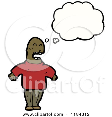 Cartoon of a Bald Black Man Thinking - Royalty Free Vector Illustration by lineartestpilot