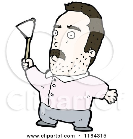 Cartoon of a Man Waving a Banner - Royalty Free Vector Illustration by lineartestpilot
