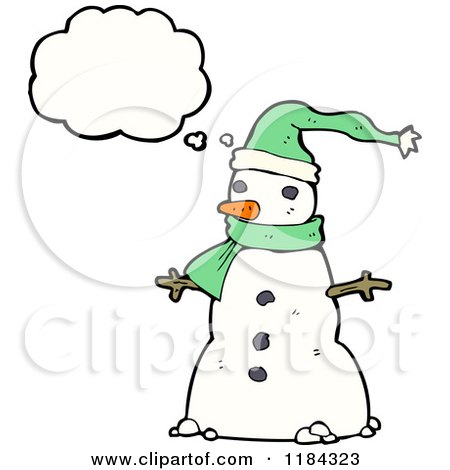 Cartoon of a Snowman Thinking - Royalty Free Vector Illustration by lineartestpilot