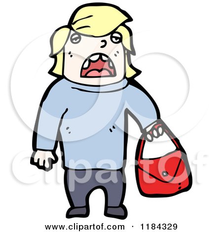 Cartoon of a Man Holding a Ladies Purse - Royalty Free Vector Illustration by lineartestpilot