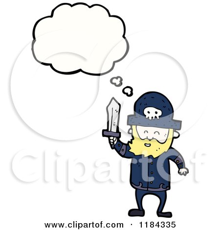 Cartoon of a Pirate Thinking - Royalty Free Vector Illustration by lineartestpilot