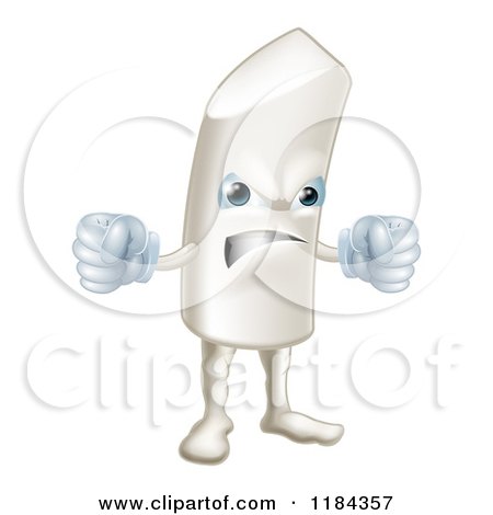 Cartoon of a Furious Chalk Mascot Holding Fists - Royalty Free Vector Clipart by AtStockIllustration