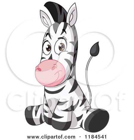 Cartoon of a Cute Baby Zebra Sitting - Royalty Free Vector Clipart by yayayoyo