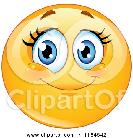 Cartoon of a Happy Female Emoticon with Long Lashes - Royalty Free Vector Clipart by yayayoyo