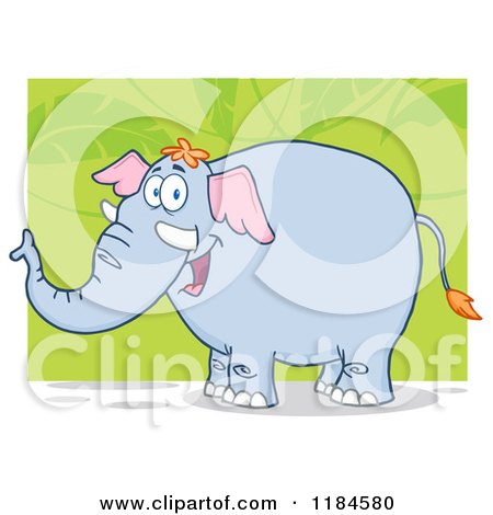 Cartoon of a Happy Elephant over Green - Royalty Free Vector Clipart by Hit Toon