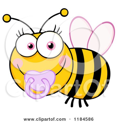Cartoon of a Cute Female Baby Bee with a Pacifier - Royalty Free Vector Clipart by Hit Toon