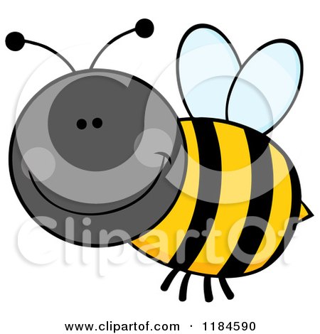 Cartoon of a Happy Bumble Bee - Royalty Free Vector Clipart by Hit Toon