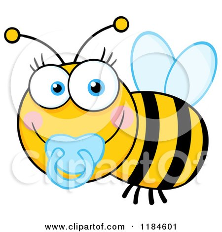 Cartoon of a Cute Baby Bee with a Pacifier - Royalty Free Vector Clipart by Hit Toon