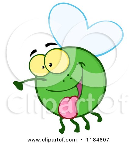 Cartoon of a Happy Green Fly Hanging Its Tongue out - Royalty Free Vector Clipart by Hit Toon