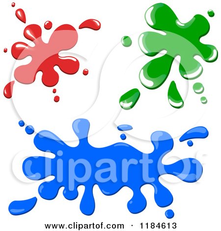 Clipart of Red Green and Blue Ink Splashes - Royalty Free Vector Illustration by dero