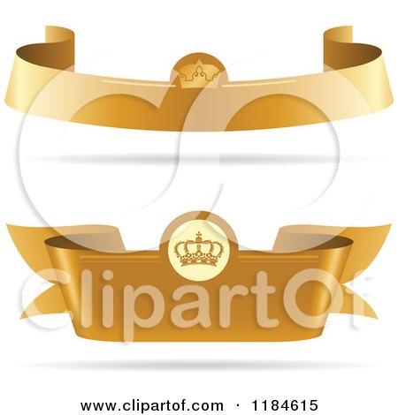 Clipart of Golden Royal Ribbon Banners with Crowns - Royalty Free Vector Illustration by dero