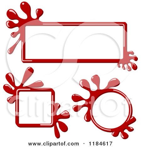 Clipart of Red Ink Splash Frames - Royalty Free Vector Illustration by dero