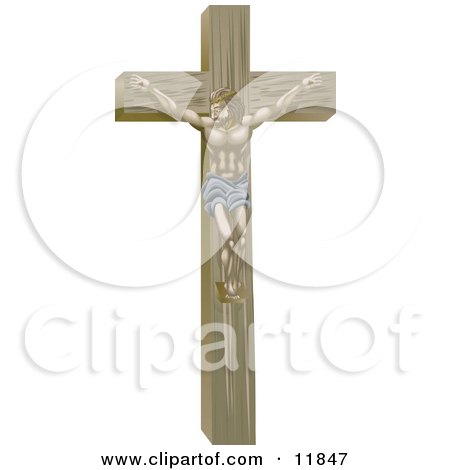 Jesus Nailed on the Crucifix Clipart Illustration by AtStockIllustration
