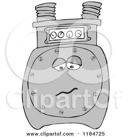 Cartoon of a Sad Gas Meter Mascot - Royalty Free Vector Clipart by djart