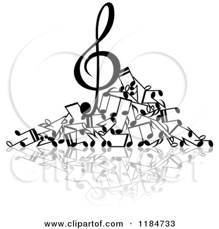 Clipart of a Black and White Pile of Music Notes - Royalty Free Vector Illustration by Vector Tradition SM