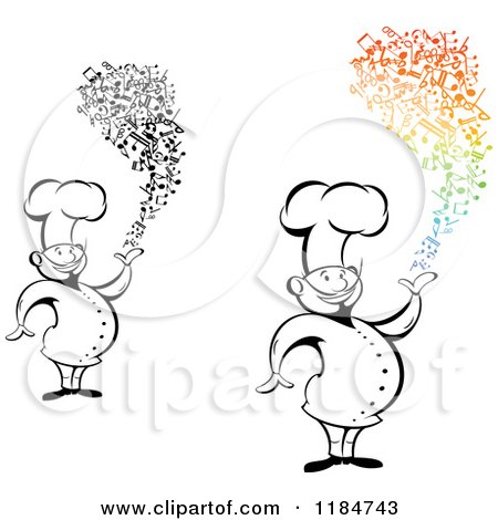 Clipart of Happy Chefs with Music Notes - Royalty Free Vector Illustration by Vector Tradition SM